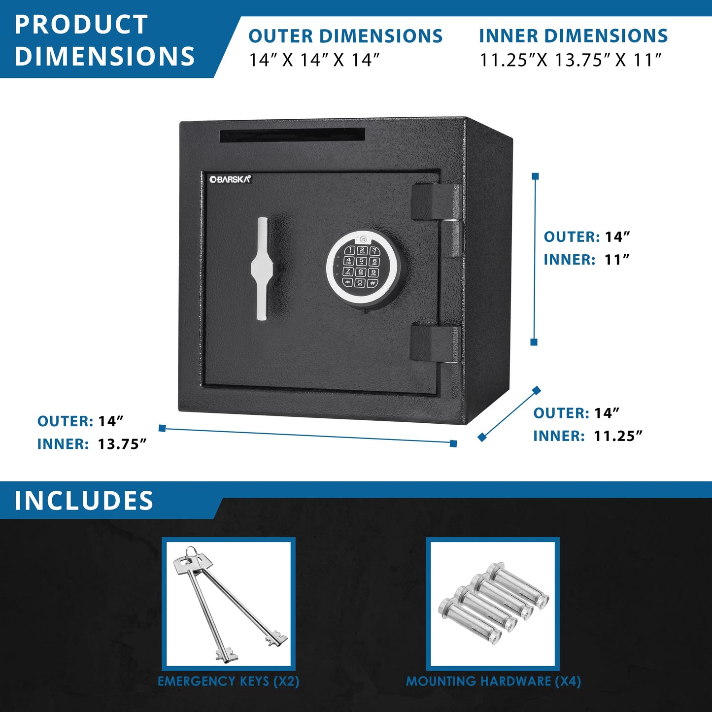 Barska AX13314 1.12 Cu. ft Keypad Depository Safe