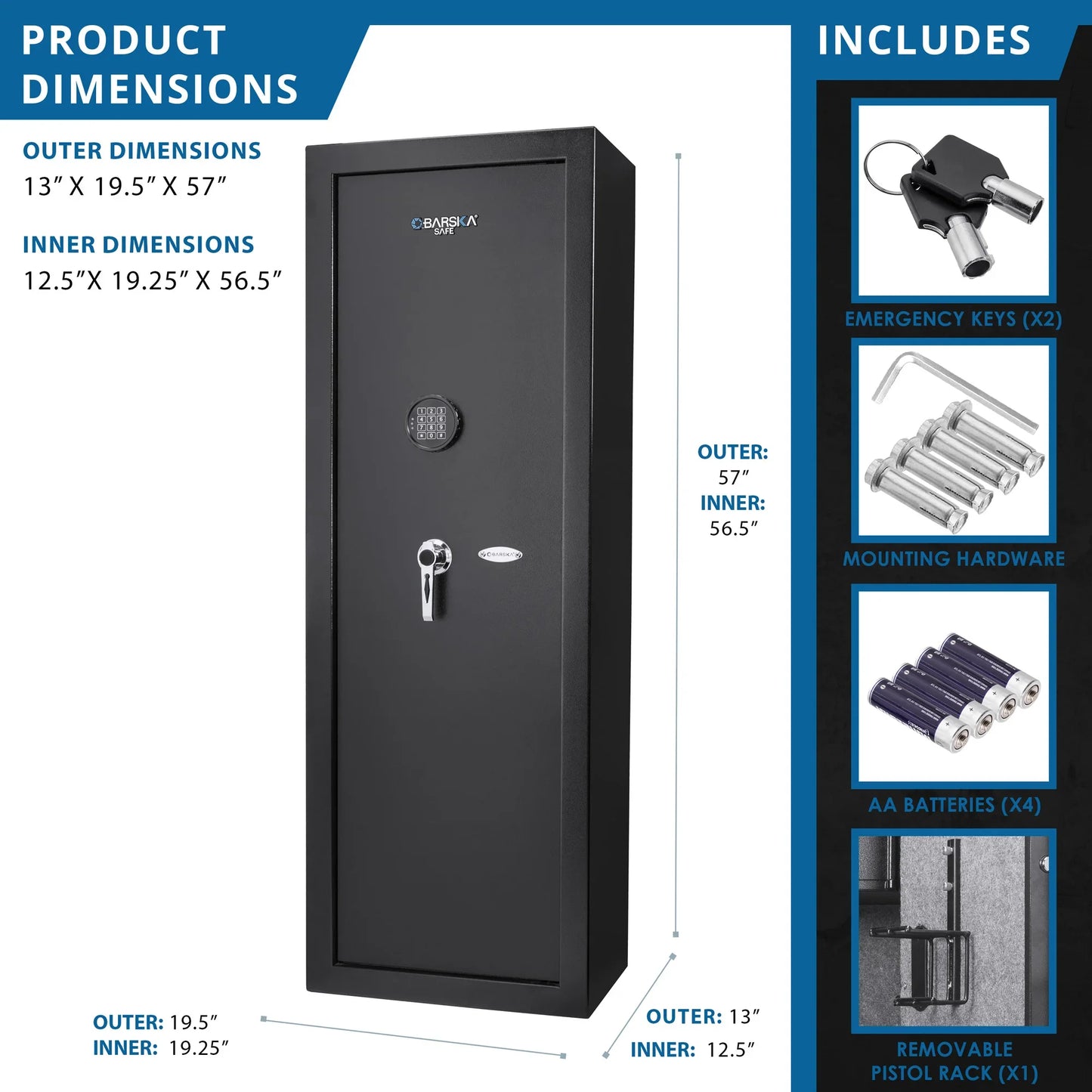 Barska AX13328 7.87 Cu. ft 14 Rifle Digital Keypad Rifle Safe