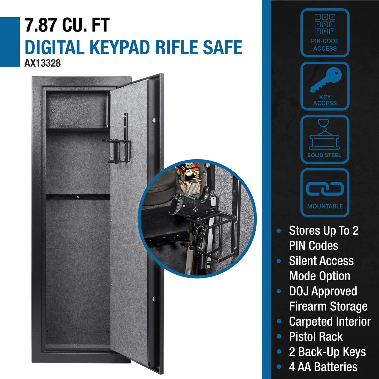 Barska AX13328 7.87 Cu. ft 14 Rifle Digital Keypad Rifle Safe