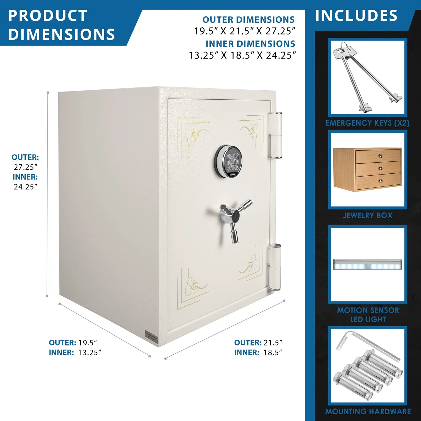 Barska AX13614 2.75 Cu. ft Keypad Fireproof Jewelry Safe