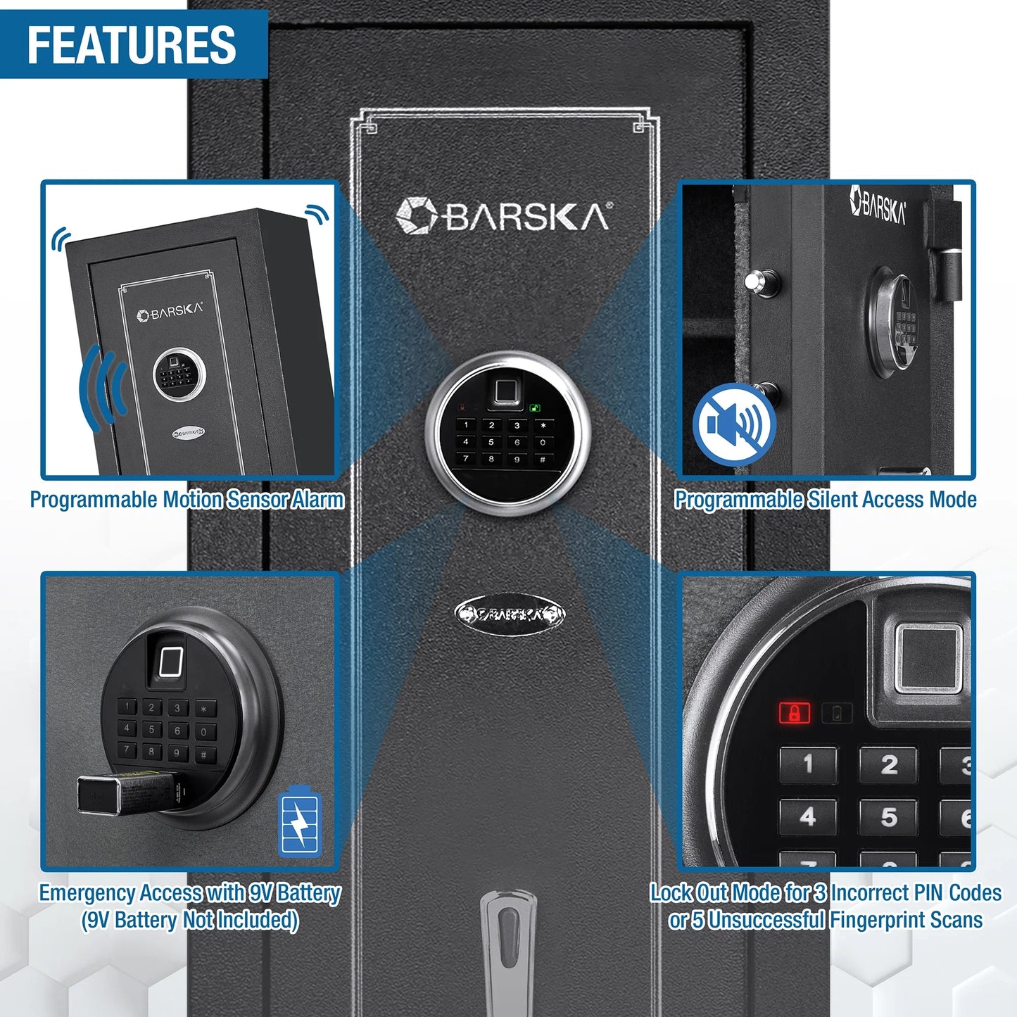 Barska AX13646 5.51 Cu. ft 10 Rifle Biometric Keypad Rifle Safe
