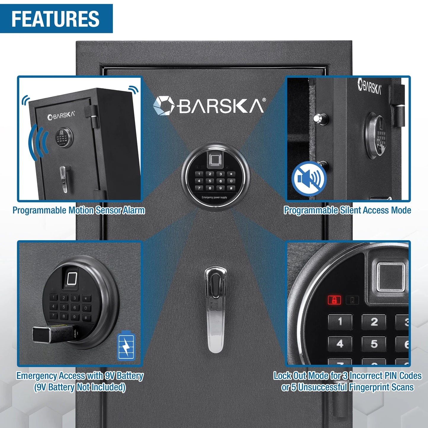 Barska AX13744 2.02 Cu. ft Biometric Keypad Fire Resistant Safe