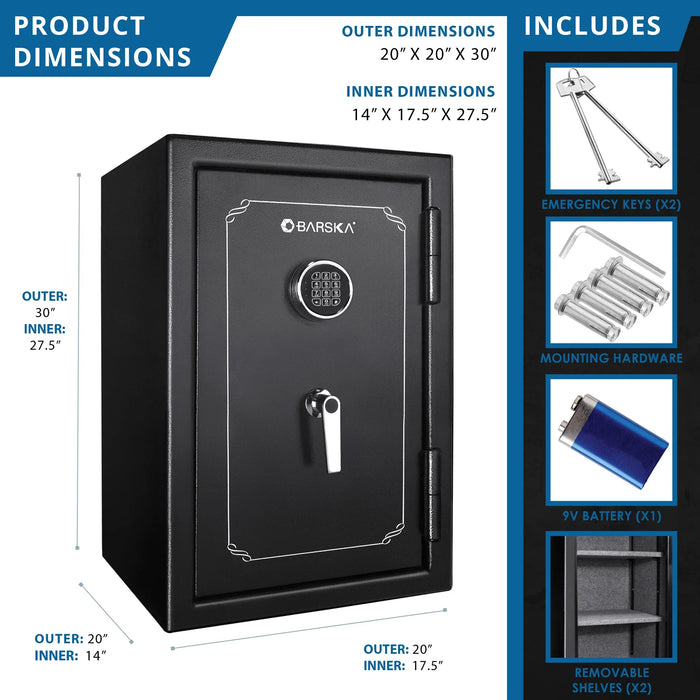 Barska AX12674 FV500 FireVault Fireproof Keypad Security Safe