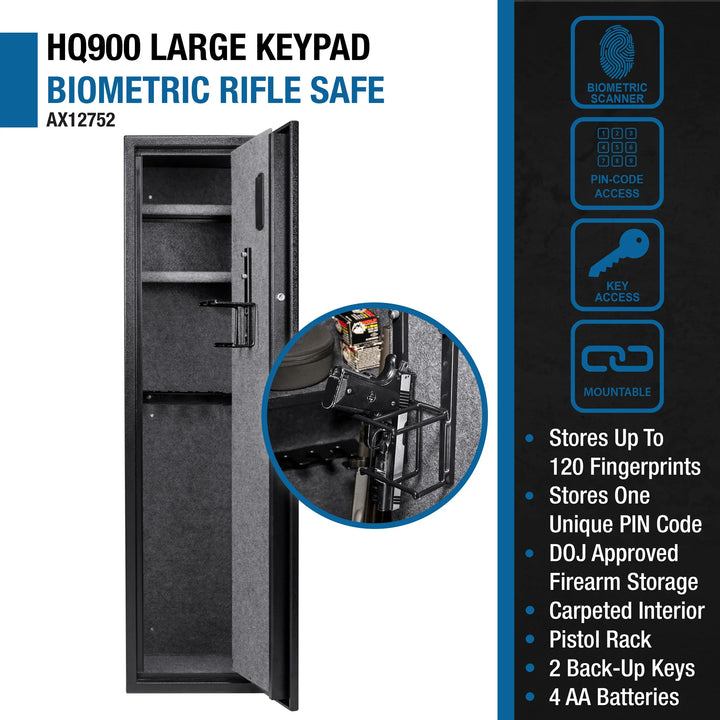 HQ900 11 Rifle Biometric Keypad Rifle Safe