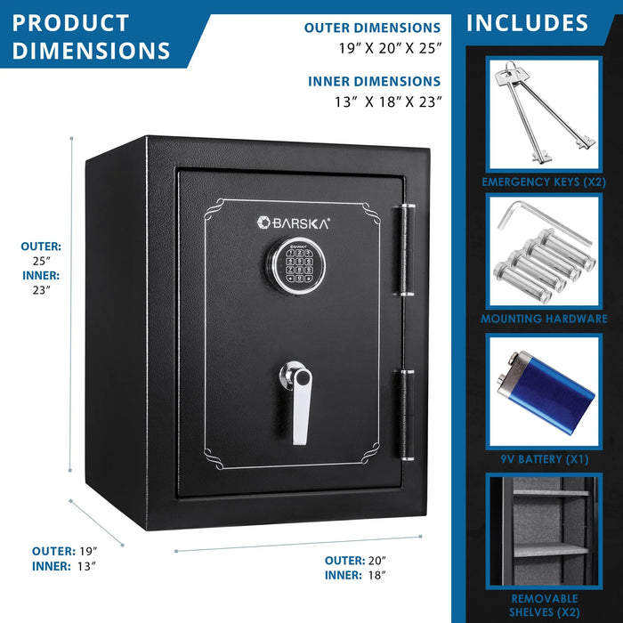 Barska AX13102 FV400 FireVault Fireproof Keypad Security Safe