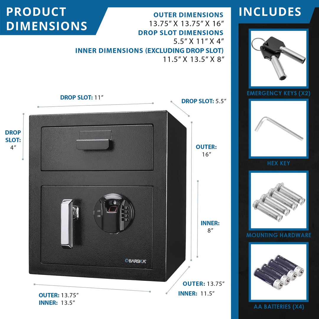 0.72 Cu. ft Biometric Keypad Depository Safe