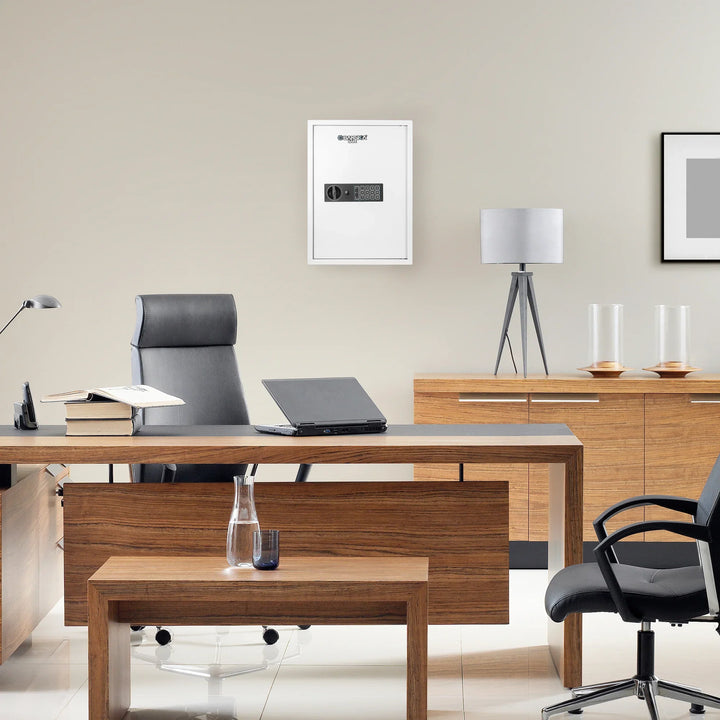 100 Capacity Fixed Position Key Cabinet Digital Keypad Wall Safe, White