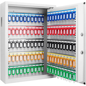 100 Capacity Fixed Position Key Cabinet Digital Keypad Wall Safe, White