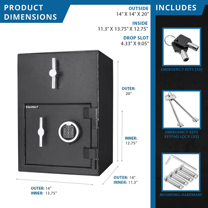 Barska AX13308 1.15 Cu. ft Rotary Hopper Keypad Depository Safe