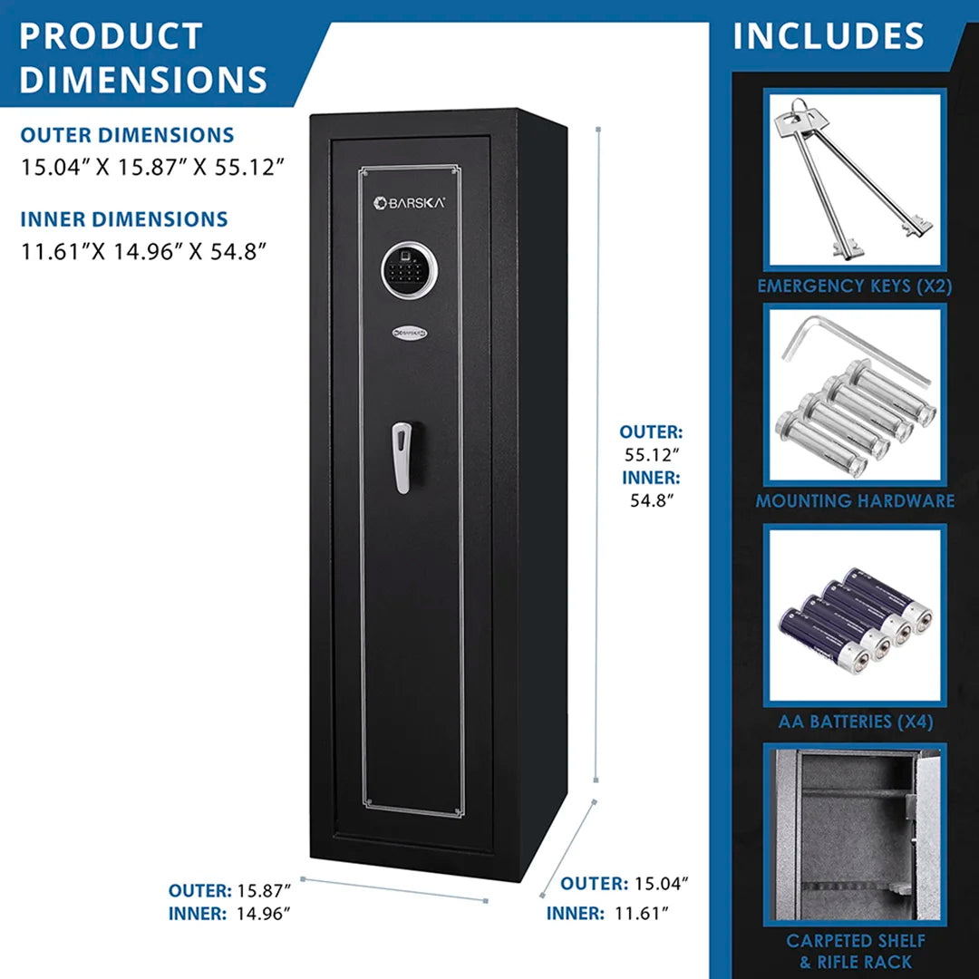 10-Rifle Biometric Gun Safe – 5.51 Cu. Ft. Quick-Access Fingerprint & Keypad Security