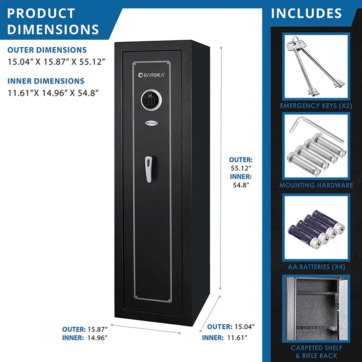 10-Rifle Biometric Gun Safe – 5.51 Cu. Ft. Quick-Access Fingerprint & Keypad Security