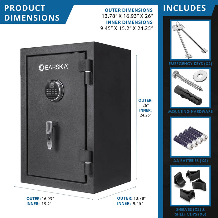 Barska AX13744 2.02 Cu. ft Biometric Keypad Fire Resistant Safe