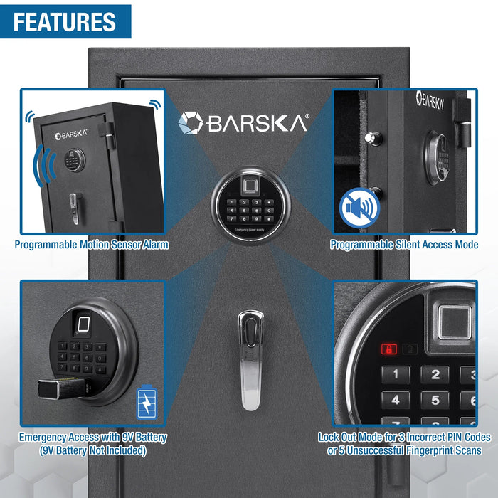 Barska AX13744 2.02 Cu. ft Biometric Keypad Fire Resistant Safe