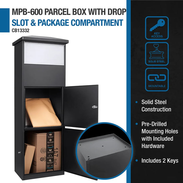 Barska CB13332 MPB-600 Dual Compartment Locking Parcel Box with Package Compartment