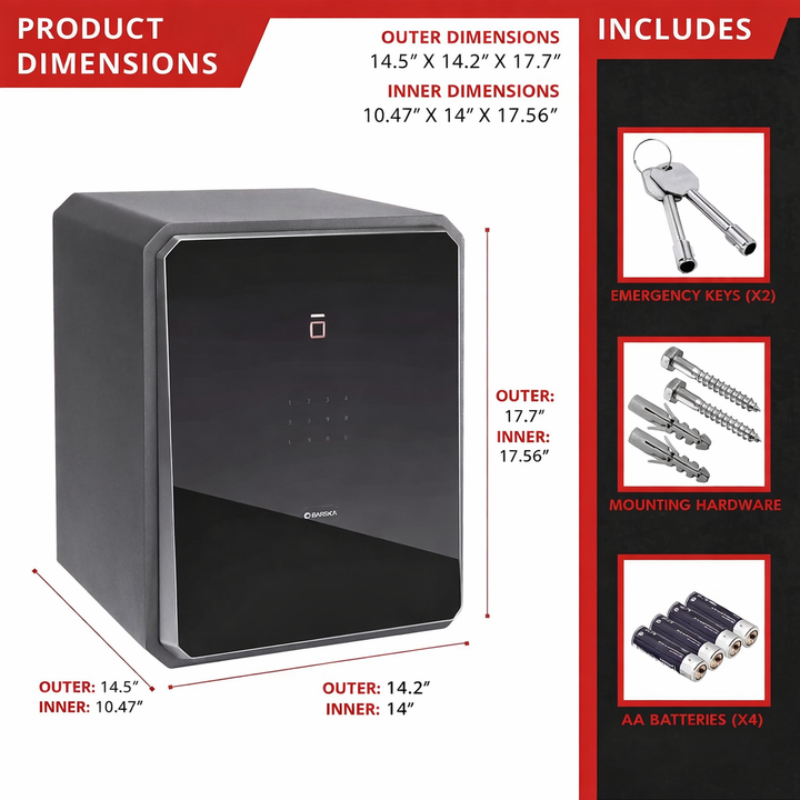 Obsidian 1.15 Cu. ft Touchscreen Biometric Security Safe